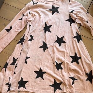 nununu Pink Long Sleeve Top with Black Star Print